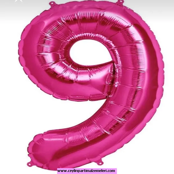 9 Rakam Fuşya Folyo Balon